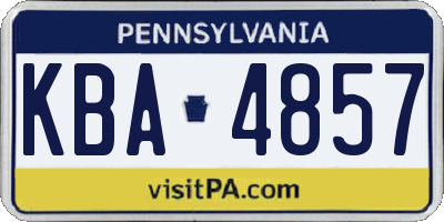 PA license plate KBA4857