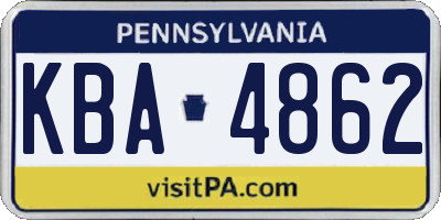 PA license plate KBA4862