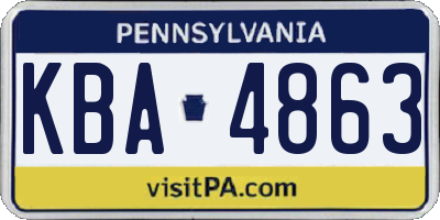 PA license plate KBA4863