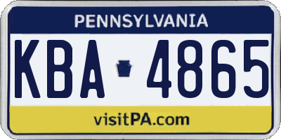 PA license plate KBA4865