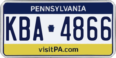 PA license plate KBA4866