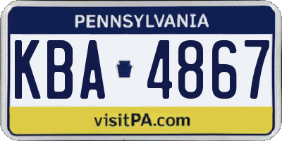 PA license plate KBA4867