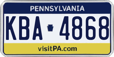 PA license plate KBA4868
