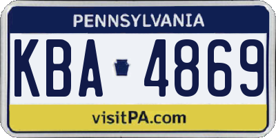PA license plate KBA4869