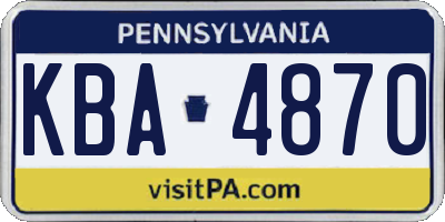 PA license plate KBA4870