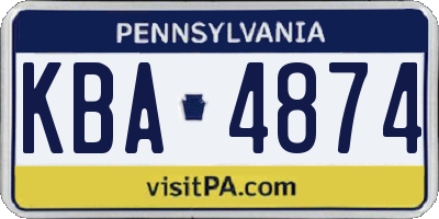 PA license plate KBA4874