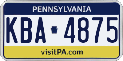 PA license plate KBA4875