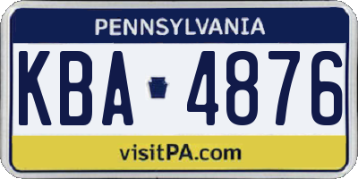 PA license plate KBA4876