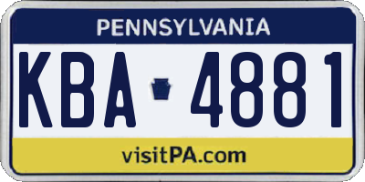 PA license plate KBA4881
