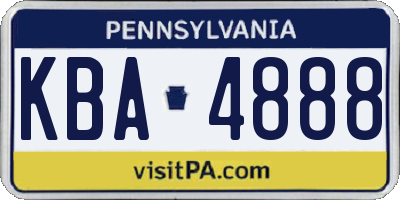 PA license plate KBA4888