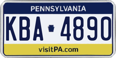 PA license plate KBA4890