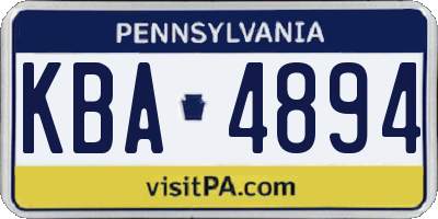 PA license plate KBA4894