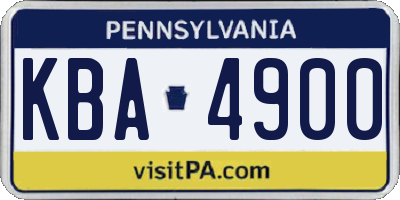 PA license plate KBA4900