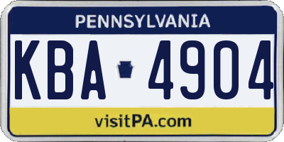 PA license plate KBA4904