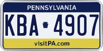 PA license plate KBA4907