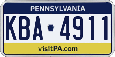 PA license plate KBA4911