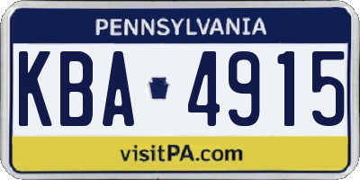 PA license plate KBA4915