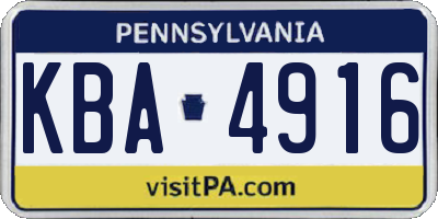 PA license plate KBA4916