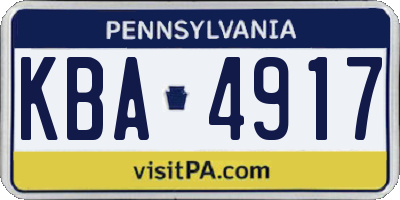 PA license plate KBA4917