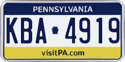 PA license plate KBA4919