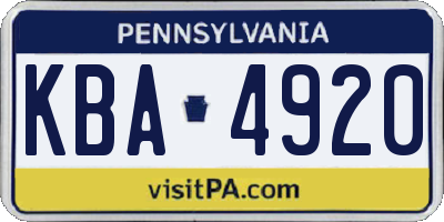 PA license plate KBA4920