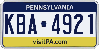 PA license plate KBA4921
