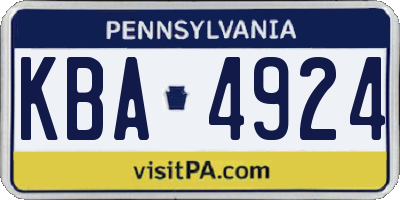 PA license plate KBA4924