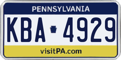 PA license plate KBA4929