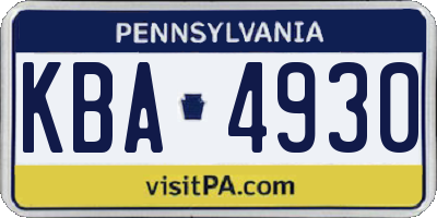 PA license plate KBA4930