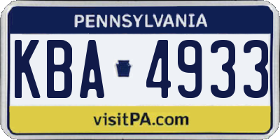 PA license plate KBA4933