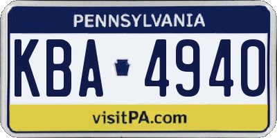 PA license plate KBA4940