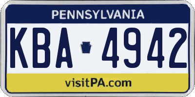 PA license plate KBA4942