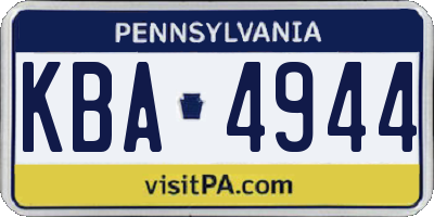 PA license plate KBA4944