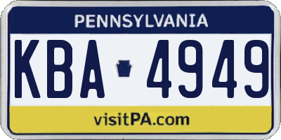 PA license plate KBA4949