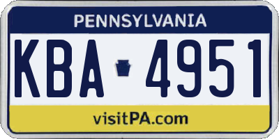 PA license plate KBA4951