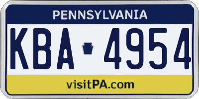 PA license plate KBA4954