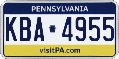 PA license plate KBA4955