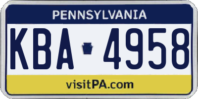 PA license plate KBA4958