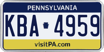 PA license plate KBA4959