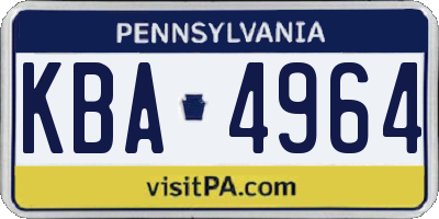PA license plate KBA4964