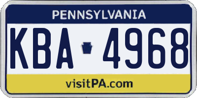 PA license plate KBA4968