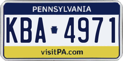 PA license plate KBA4971