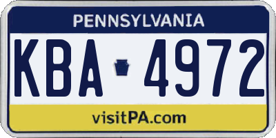 PA license plate KBA4972
