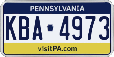PA license plate KBA4973