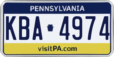 PA license plate KBA4974