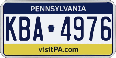 PA license plate KBA4976