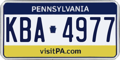 PA license plate KBA4977