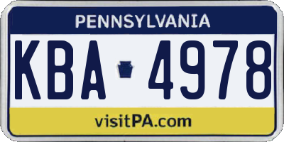 PA license plate KBA4978