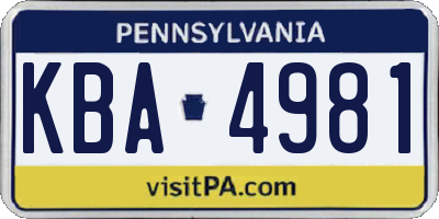PA license plate KBA4981