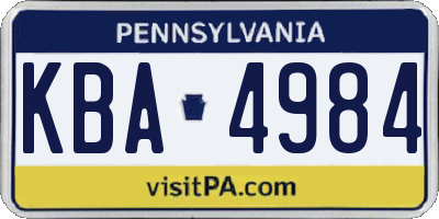 PA license plate KBA4984